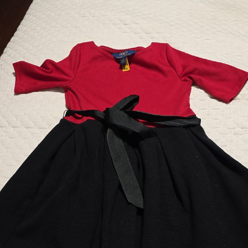 Ralph Lauren Red and Black Kids Formal Dress Size 5